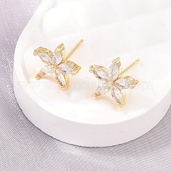 Brass Micro Pave Cubic Zirconia Stud Earrings for Women&nbsp;KK-A305-05G