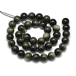 Natural Golden Sheen Obsidian Beads Strands&nbsp;X-G-S150-20-8mm