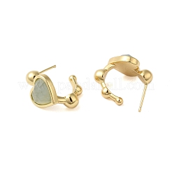 Natural Aquamarine Heart Stud Earrings&nbsp;EJEW-K287-01G-09