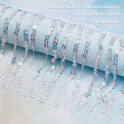 Beading Sequins Polyester Tassel Ribbons&nbsp;SRIB-WH0023-01B