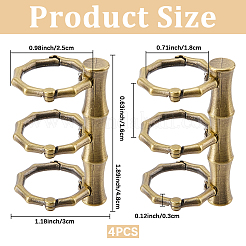 6-Ring Bamboo Stick Alloy Loose Leaf Book Binder Hinged Rings&nbsp;FIND-CP0003-97AB