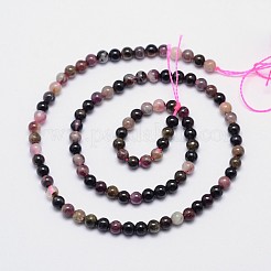 Natural Multicolor Tourmaline Round Bead Strands&nbsp;G-I162-01-4mm