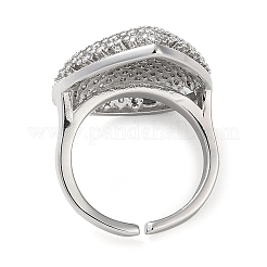 Plating Brass Micro Pave Cubic Zirconia Open Cuff Rings&nbsp;RJEW-K266-14P