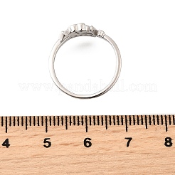 Heart 925 Sterling Silver Cubic Zirconia Cuff Rings for Women&nbsp;RJEW-S631-03P