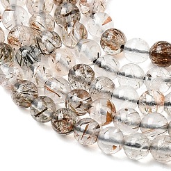Natural Black Gold Rutilated Quartz Beads Strands&nbsp;G-G344-A01-4mm