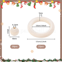 Round/Ring Unfinished Wood Beads&nbsp;PH-WOOD-G003-02