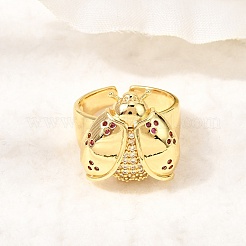 Brass Micro Pave Cubic Zirconia Cuff Open Rings&nbsp;RJEW-D346-01G-01