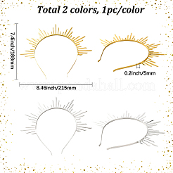 2Pcs 2 Colors Alloy Hair Bands&nbsp;OHAR-CY0001-04
