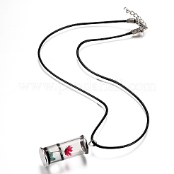 Glass Wishing Bottle Leather Cord Pendant Necklaces&nbsp;NJEW-Z009-A08