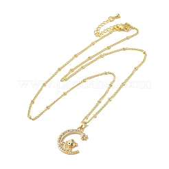 Brass Micro Pave Clear Cubic Zirconia Pendants Necklaces&nbsp;NJEW-K269-05G-01