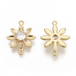 Brass Cubic Zirconia Links connectors&nbsp;X-KK-T050-25G-NF