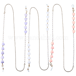 3Pcs 3 Colors Iron & Resin Heart Eyeglasses Chains&nbsp;AJEW-CN0007-85
