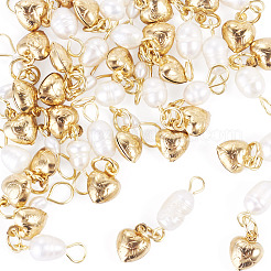 30Pcs 3 Styles Natural Cultured Freshwater Pearl & 304 Stainless Steel Heart Pendants&nbsp;PALLOY-TAC0318