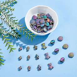 48Pcs 6 Style Rack Plating Rainbow Color Alloy Beads&nbsp;FIND-BC0002-75