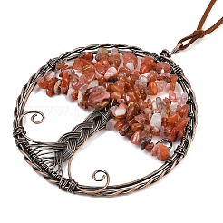Brass & Natural Mixed Stone Chips Pendant Decorations&nbsp;HJEW-Z007-05R