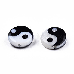 Natural Freshwater Shell Printed Beads&nbsp;SHEL-N026-207B-01