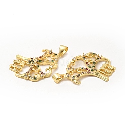 Brass Micro Pave Cubic Zirconia Pendants&nbsp;KK-H441-37LG