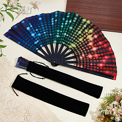 2Pcs PVC & Cloth Folding Fans&nbsp;AJEW-NB0008-99