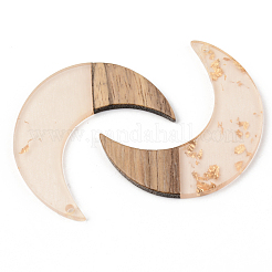 Transparent Resin & Walnut Wood Pendants&nbsp;RESI-S389-056A-B05