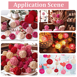 32Pcs 12 Styles Wicker Rattan Balls&nbsp;AJEW-SC0004-28