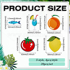 20Pcs 5 Styles Computerized Embroidery Cloth Iron on/Sew on Patches&nbsp;PATC-MA0001-63