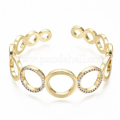 Brass Micro Pave Clear Cubic Zirconia Cuff Bangles&nbsp;BJEW-S142-016-NF