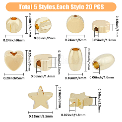 100Pcs 5 Style Rack Plating Brass Beads&nbsp;KK-HY0001-71
