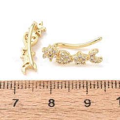 Brass Pave Cubic Zirconia Stud Crawler Earrings&nbsp;KK-CBAA351-11G