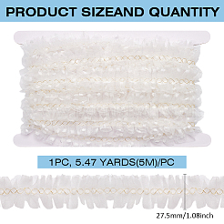 1Pc Polyester Pleated Lace Trim with Gold Metallic Thread&nbsp;DIY-MA0006-64B