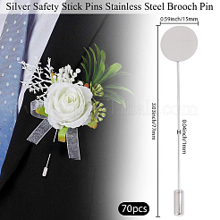 70Pcs 201 Stainless Steel Brooch Findings&nbsp;STAS-BBC0005-54