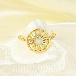 304 Stainless Steel Enamel Cuff Rings for Women&nbsp;RJEW-G338-01G-01