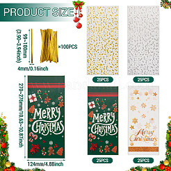 100Pcs 4 Styles Christmas Theme OPP Cellophane Candy Packaging Bags&nbsp;ABAG-TA0002-08