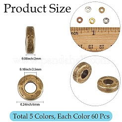 300Pcs 5 Colors Tibetan Style Alloy Beads&nbsp;FIND-PA0001-67
