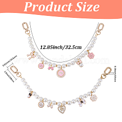 2Pcs 2 Styles Alloy Enamel Pendants with ABS Plastic Pearl Bead Purse Chains&nbsp;HJEW-WH00400