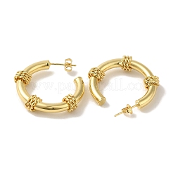 Rack Plating Ring Brass Stud Earrings for Women&nbsp;EJEW-P272-01G