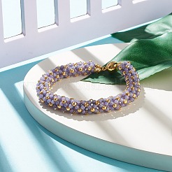Glass Seed Beaded Bracelet with Brass Magnetic Clasp&nbsp;BJEW-JB07802-05