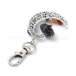 Wire Wrapped Chakra Synthetic & Natural Mixed Stone & Alloy Moon Pendant Decorations&nbsp;HJEW-JM01575