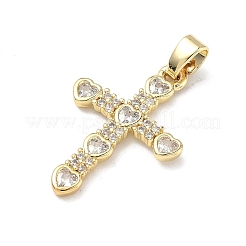 Brass Micro Pave Clear Cubic Zirconia Pendants&nbsp;KK-P350-20G