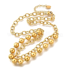 304 Stainless Steel Cable Chain & Ball Chain Necklaces for Women&nbsp;NJEW-F340-02G