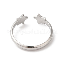 Non-Tarnish 304 Stainless Steel Double Star Open Cuff Ring for Women&nbsp;RJEW-K245-27P
