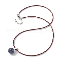 Natural & Synthetic Mixed Gemstone Round Pendant Necklaces&nbsp;NJEW-JN04478