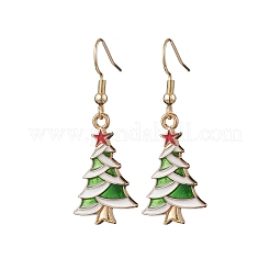 10 Pairs Alloy Enamel Christmas Tree Dangle Earrings&nbsp;EJEW-JE06538