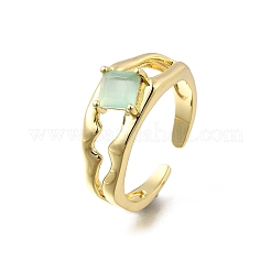 Square Brass Cat Eye Cuff Rings&nbsp;RJEW-G344-01G-03