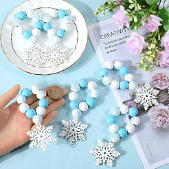 Christmas Snowflake Wood Beaded Napkin Rings&nbsp;AJEW-SC00037