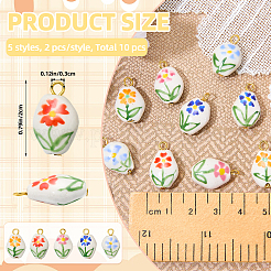 10Pcs 5 Colors Handmade Porcelain Pendants&nbsp;HJEW-SW00419