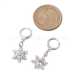Christmas Snowflake Brass Micro Pave Clear Cubic Zirconia Hoop Earrings&nbsp;EJEW-JE06158-02