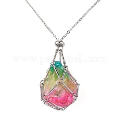 Brass Macrame Pouch Empty Stone Holder for Pendant Necklaces Making&nbsp;NJEW-JN04439-02