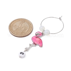 Flamingo Alloy Enamel Wine Glass Charms&nbsp;AJEW-JO00222
