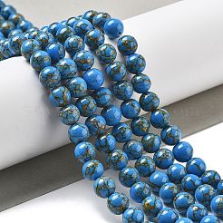 Synthetic Gold Line Turquoise Beads Strands&nbsp;G-A255-A03-01A