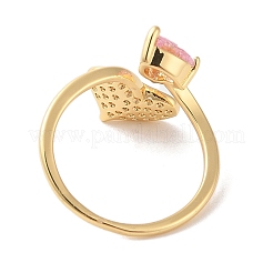 Brass Micro Pave Cubic Zirconia Open Cuff Rings&nbsp;RJEW-K263-08G